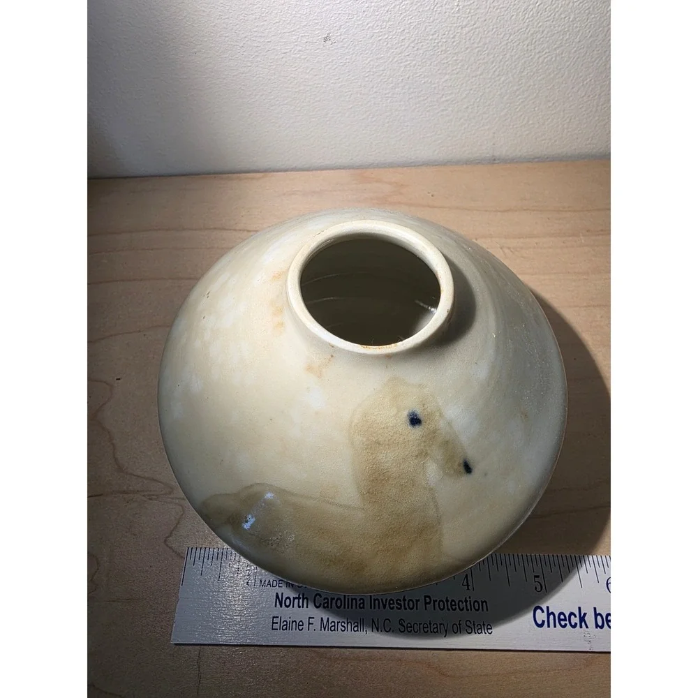 Vintage Celia Cole Pottery Vase Hand-Painted Horse Motif Signed Sanford NC